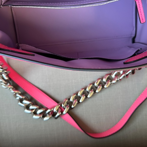 Versace Top Handle Bag FlamingoPink La Medusa Vitello Leather Crossbody Tags NEW - Picture 8 of 13